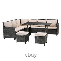 8 Seater Garden Rattan Furniture Corner Dining Set Table Sofa Bench Stool Patio