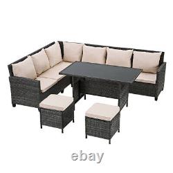 8 Seater Garden Rattan Furniture Corner Dining Set Table Sofa Bench Stool Patio