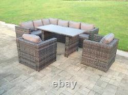 8 Seater Rattan Garden Sofa Dining Table Set Chairs Outdoor Furniture Grey Patio