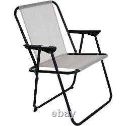8PC Garden Patio Furniture Set Outdoor Cream Rectangular Table Chairs & Parasol