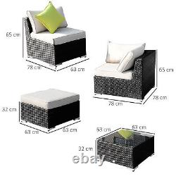 8PC Rattan Outdoor Garden Patio Furniture Corner Sofa Set Wicker Black Aluminium