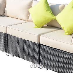 8PC Rattan Outdoor Garden Patio Furniture Corner Sofa Set Wicker Black Aluminium