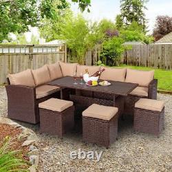 9-Seat Rattan Garden Furniture Set Corner Lounge Outdoor Sofa Chair Stool Patio