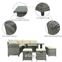 9-Seater Outdoor PE Rattan Garden Patio Furniture Set Dining Set Lounge Set