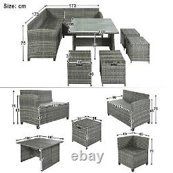 9-Seater Outdoor PE Rattan Garden Patio Furniture Set Dining Set Lounge Set