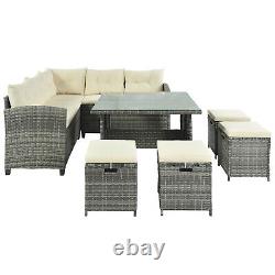 9-Seater Outdoor PE Rattan Garden Patio Furniture Set Dining Set Lounge Set