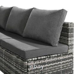 9-seater Outdoor Lounge Rattan Patio Garden Furniture Set Corner Sofa Set Grey