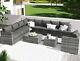 9-seater Outdoor Rattan Patio Garden Furniture Set Corner Sofa Set Lounge Grey
