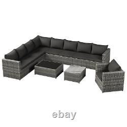 9-seater Outdoor Rattan Patio Garden Furniture Set Corner Sofa Set Lounge Grey