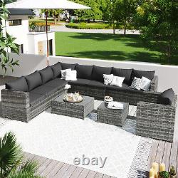 9-seater Outdoor Rattan Patio Garden Furniture Set Corner Sofa Set Lounge Grey