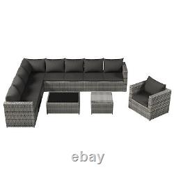 9-seater Outdoor Rattan Patio Garden Furniture Set Corner Sofa Set Lounge Grey