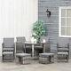 9pc Rattan Garden Furniture Outdoor Patio Dining Table Set With 8 Stools Grey