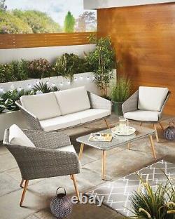 Aldi PU Rattan Contemporary Garden Furniture Patio Set Sofa Chairs Coffee Table