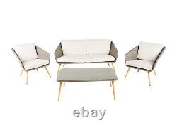 Aldi PU Rattan Contemporary Garden Furniture Patio Set Sofa Chairs Coffee Table