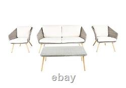Aldi PU Rattan Contemporary Garden Furniture Patio Set Sofa Chairs Coffee Table