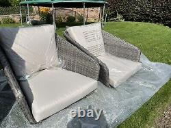 Aldi PU Rattan Contemporary Garden Furniture Patio Set Sofa Chairs Coffee Table