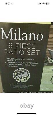 Alfresco Milano 6 Piece Patio Set & Parasol Garden Furniture Outdoor Black BNIB