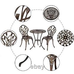 Aluminium Cafe Bistro Set Garden Furniture Table and Chair 3pc Patio Cast Bronze