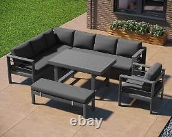 Aluminium Garden Furniture Set, Metal Patio Corner Sofa Dining Table Chair Bench