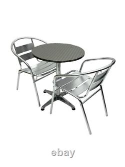 Aluminium Garden Patio Furniture 2 Aluminium Chairs & 1 Round Aluminium Table