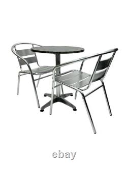 Aluminium Garden Patio Furniture 2 Aluminium Chairs & 1 Round Aluminium Table