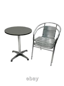 Aluminium Garden Patio Furniture 2 Aluminium Chairs & 1 Round Aluminium Table
