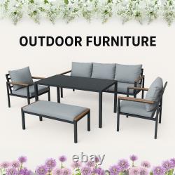 Aluminum Garden Furniture 6/7 Seater Sofa Set Outdoor Patio Lounge Dining Set