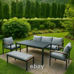 Aluminum Garden Furniture 6/7 Seater Sofa Set Outdoor Patio Lounge Dining Set