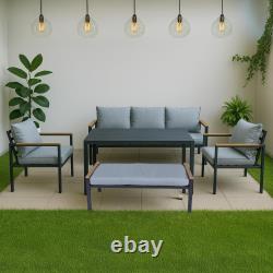 Aluminum Garden Furniture 6/7 Seater Sofa Set Outdoor Patio Lounge Dining Set