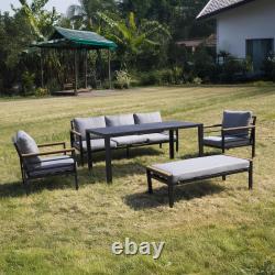 Aluminum Garden Furniture 6/7 Seater Sofa Set Outdoor Patio Lounge Dining Set