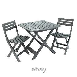 Anthracite Grey Outdoor Garden Patio Balcony 3 Pcs Folding Camping Furniture Set