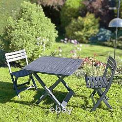 Anthracite Grey Outdoor Garden Patio Balcony 3 Pcs Folding Camping Furniture Set