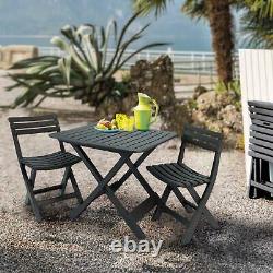 Anthracite Grey Outdoor Garden Patio Balcony 3 Pcs Folding Camping Furniture Set