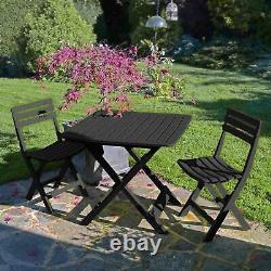 Anthracite Grey Outdoor Garden Patio Balcony 3 Pcs Folding Camping Furniture Set