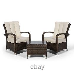 Arizona 2 Seat Rattan Lounge Chair & Table Patio Garden Furniture Set with Cover