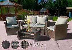 BIRCHTREE Rattan Garden Furniture Set Armchair Sofa Glass Table Outdoor Patio 02
