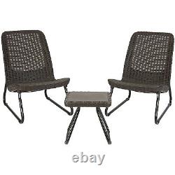 Balcony Furniture Set 3-Piece Keter Low Chairs Table Patio Garden Bistro Brown