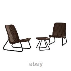 Balcony Furniture Set 3-Piece Keter Low Chairs Table Patio Garden Bistro Brown