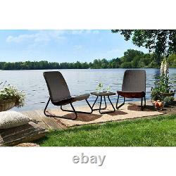 Balcony Furniture Set 3-Piece Keter Low Chairs Table Patio Garden Bistro Brown