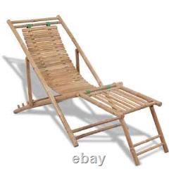 Bamboo Deck Chair with Footrest Furniture Patio Garden Beach Yard Outdoor vidaXL