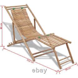 Bamboo Deck Chair with Footrest Furniture Patio Garden Beach Yard Outdoor vidaXL