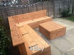 Bespoke Garden Patio Furniture Outdoor Seating Wooden Reclaimed Wood Rustic Seat