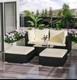 Bigzzia 5 Pcs Rattan Garden Patio Furniture Set With Tempered Glass