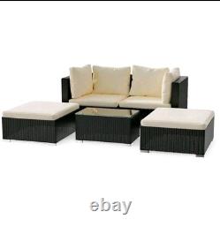 Bigzzia 5 Pcs Rattan Garden Patio Furniture Set With Tempered Glass