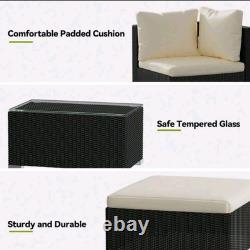 Bigzzia 5 Pcs Rattan Garden Patio Furniture Set With Tempered Glass