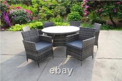 Bistro 6 Six Rattan Wicker Garden Outdoor Table And Chairs Furniture Patio Grey