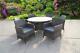 Bistro 6 Six Rattan Wicker Garden Outdoor Table And Chairs Furniture Patio Grey