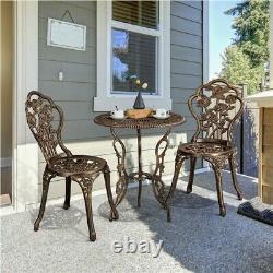 Bistro Set 3PCS Patio Table and Chairs Aluminum Garden Furniture Set Outdoor