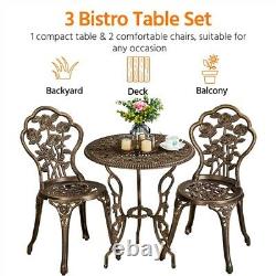 Bistro Set 3PCS Patio Table and Chairs Aluminum Garden Furniture Set Outdoor