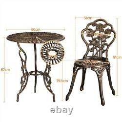 Bistro Set 3PCS Patio Table and Chairs Aluminum Garden Furniture Set Outdoor